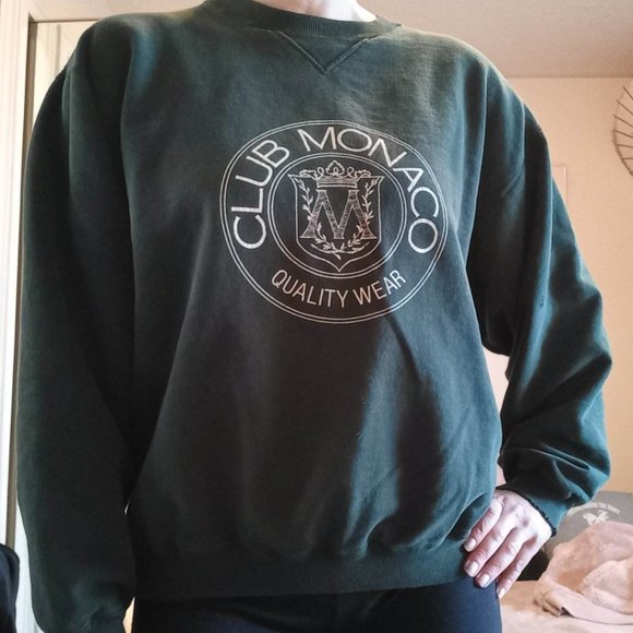 Vintage Forest Green Club Monaco Heritage Crest Sweatshirt - Size Medium - Picture 3 of 11
